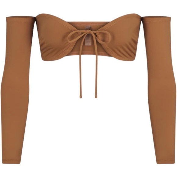 NWT SKIMS SWIM LONG SLEEVE BIKINI TOP & SWIM MID WAIST BOTTOM - Picture 1 of 9